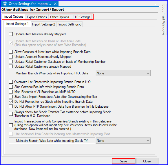 Other Settings related to Import-Export-2